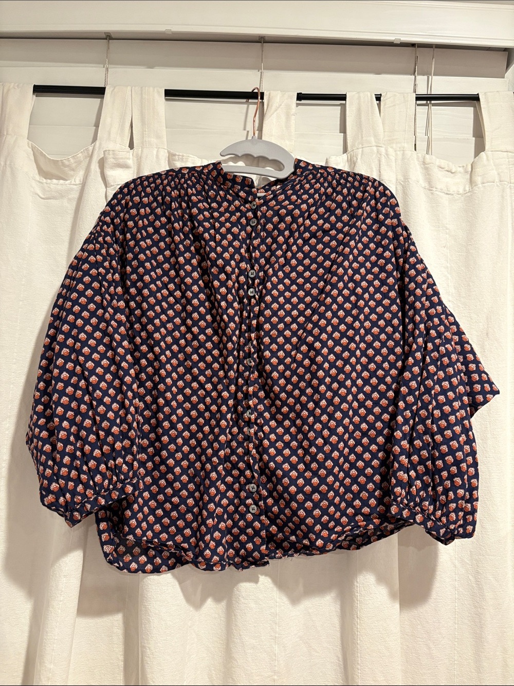 Doen Ojai Top in Harbor Medallion D’Arlesd Size XS Quiet Luxury Organic Cotton